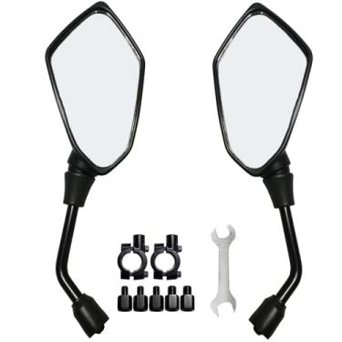 Imagem de ETOREAIR Espelhos retrovisores de motocicleta para ciclomotor, scooter, ATV, Dirt Bike, Ebike, quatro rodas - suporte de guidão de 7/20.3 cm e parafusos M8/M10