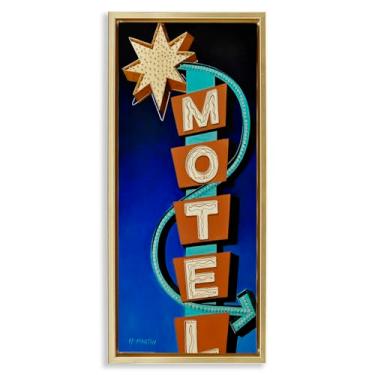 Imagem de Stupell Industries Design de arte de parede em tela flutuante retrô hotel motel dourado por Heidi Martin, 78 x 38 cm