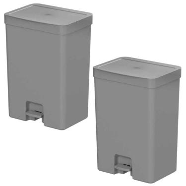 Imagem de 2X Lixeira De Banheiro Com Pedal 12 Litros Ou Trium Cinza