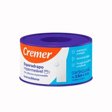 Imagem de Esparadrapo Cremer Impermeável Branco 2,5cm x 4,5m com 1 Unidade