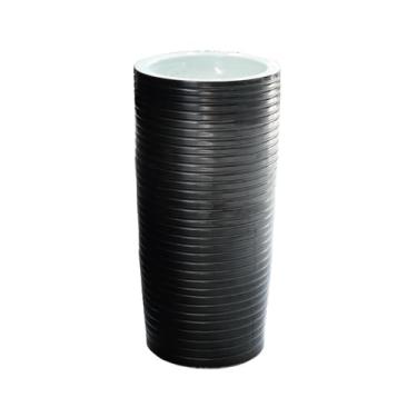 Imagem de Pia com pedestal Pia de coluna simples preta com torneira e kit de drenagem banheiro varanda lavatório peça única