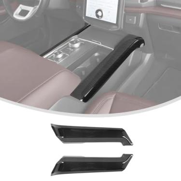 Imagem de Linskip Capa de painel lateral de console compatível com Ford Expedition 2022 2023 2024, acabamento de destaque de console para acessórios internos de expedição fibra de carbono preta
