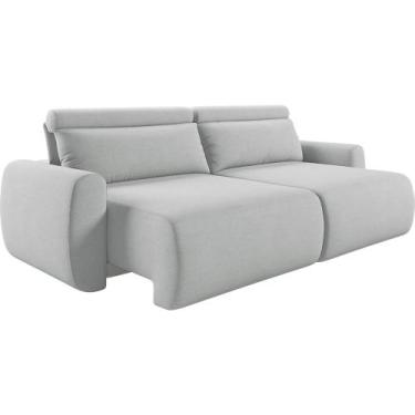 Imagem de Sofá Retrátil e Reclinável Peony 1,80M Linho - Blossom Casa, Cinza Cla