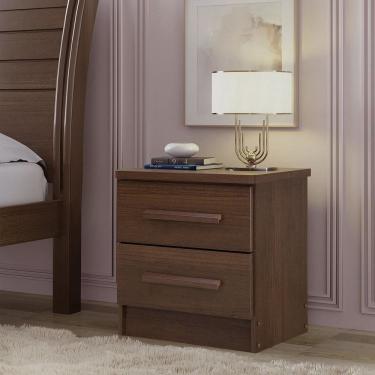 Imagem de Mesa de Cabeceira 2 Gavetas com Tampo Mdf Zeus Castanho