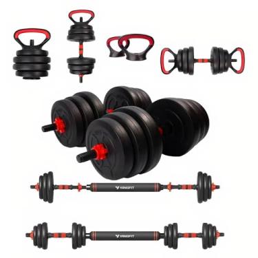 Imagem de Barra Anilha Halter Kettlebell Kit Musculação Completo - 40kg