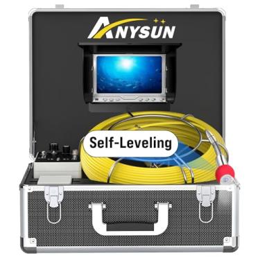 Imagem de anysun Câmera De Esgoto Com Autonivelamento, Permite Conexão Monitor Externo, Zoom In E Out, À Prova D'Água Ip68, 12 Luzes Ajustáveis, Dvr Para Encanamento, Linha, Drenagem, Duto (50 M)