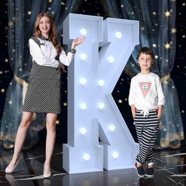 Imagem de Tenda para letreiro de 1,8 m - letras grandes iluminadas com LED branco frio, letreiro de placa de espuma fácil de montar com suporte traseiro para aniversário, casamento, decoração de festa