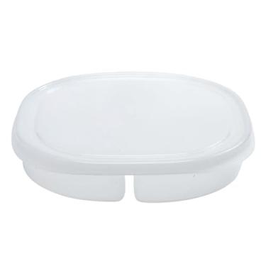Imagem de Recipiente de armazenamento de alimentos com tampa de 4 grades organizador de geladeira transparente para cebola Gerlic Refe Meal Prep Divided Compartamentos PP Material 19 x 3,7cm