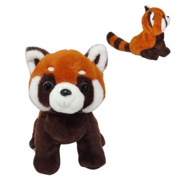 Imagem de Pelúcia Panda Vermelho 25cm Detalhe Marrom Fofo Realista e Macio - Fiz