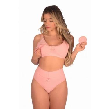 Imagem de Kit Conjunto (Sutiã Amamentação +Calcinha Cós Alto Pós Parto) Sutian A
