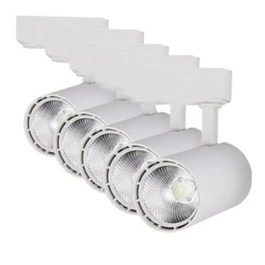 Imagem de Kit 5 Luminária Branca Trilho Spot Led 10W 3500K Branco Quente - AAAto