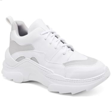 Imagem de Tênis Tenehi feminino Sneaker Chunky Branco e Cinza com Cadarço Adicional (BRANCO/CINZA, BR, Adulto, Numérico, 34)