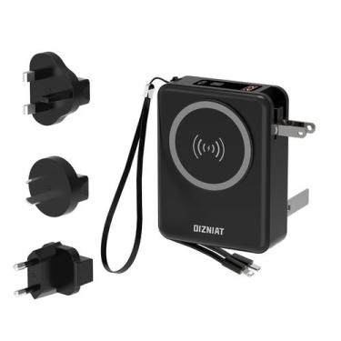 Imagem de Banco de potência OIZNIAT 10000mAh com cabos USB C e Lightning