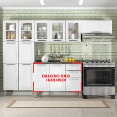 Imagem de Cozinha Completa Tarsila 280cm em Aço Branca com Vidro - Itatiaia