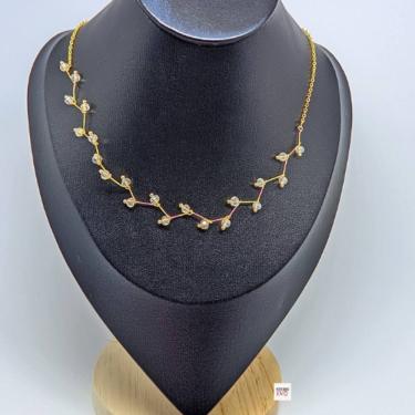 Imagem de Colar Choker zig zag Feminina com Pedras Zircônias cascalhos cristais Preta Dourado Folheado Ouro Casamento Festa