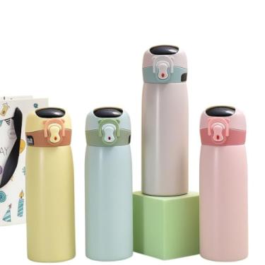 Imagem de Garrafa Térmica Infantil, Escolar Com Canudo e Trava, Anti-vazamento Garrafinha Inox Livre BPA (Rosa)