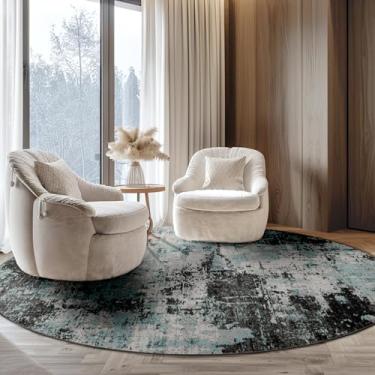 Imagem de RELEANY Tapetes laváveis de 2,4 m antiderrapantes modernos abstratos macios para sala de estar, entrada, quarto, estampa estampada, azul e preto azul-petróleo