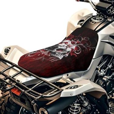 Imagem de Qpednta Capa de assento de quadriciclo de caveira de Halloween, impermeável, antiderrapante, 4 rodas, acessórios universais para quadriciclos compatíveis com Polaris Sportsman Polaris Scrambler Honda