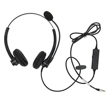 Imagem de GLOGLOW Fone de ouvido com fio, fone de ouvido binaural, ajustável, redução de ruído de som claro para call center (interface única de 3,5 mm)