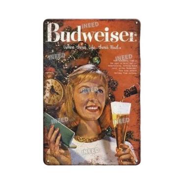 Imagem de Placa De Metal Vintage Budweiser Beer Tin Sign Para Decoração De Bar E
