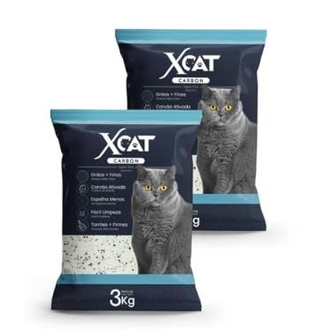 Imagem de Kit XCat Carbon Areia Sanitária Extra Fina para Gatos, com Aglutinante Vegetal e Carvão Ativado, 3kg (2 unidades)