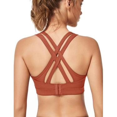 Imagem de Sutiã esportivo Yvette High Impact Criss Cross Back Laranja Vermelho