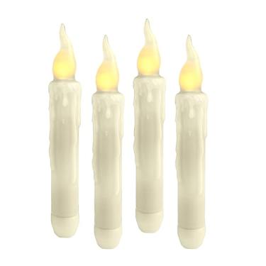 Imagem de NJAO HOO Velas Curtas de Cera Real LED Sem Chama com Controle Remoto, Castiçais Verdes Claros de 16,7 cm, Velas de Primavera Sem Chama Rústicas Sem Chama para Casa, Pacote com 4