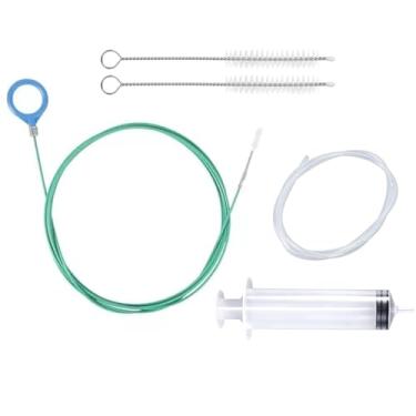 Imagem de ZAAWUUT Ferramenta de lavagem automática de orifício de drenagem de teto solar de 3 m, limpador de tubo longo com mangueira de escova de limpeza de tubo e seringa para limpeza de mangueira de drenagem