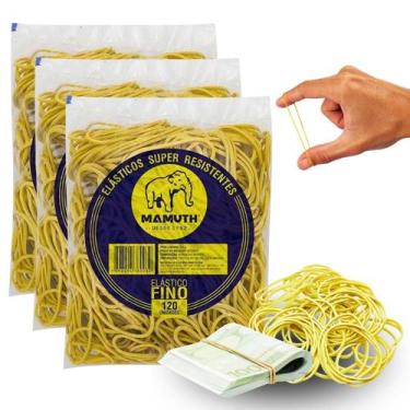 Imagem de Kit 3 Pacotes Elástico Látex Borracha 300G Para Dinheiro Escritório - 