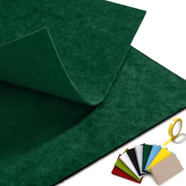 Imagem de Folha de feltro verde caçador (91 × 91 cm) com fita dupla face, tecido de feltro rígido acrílico durável para decoração de projetos DIY