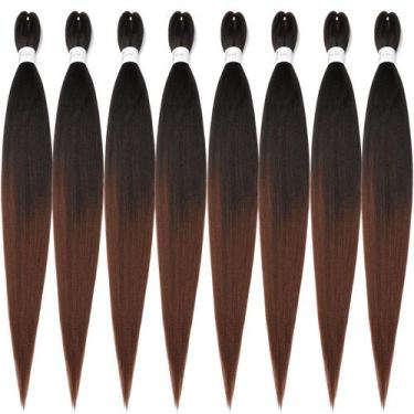 Imagem de Cabelo trançado pré-esticado Ubeleco, 8 pacotes de 120 cm, Ombre 1B/30