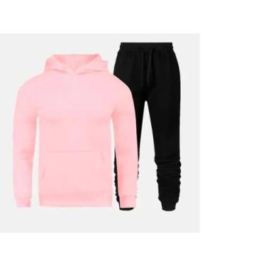 Imagem de Conjunto Moletom Masculino Feminino Blusa E Calça Oferta - lgamn, Rosa
