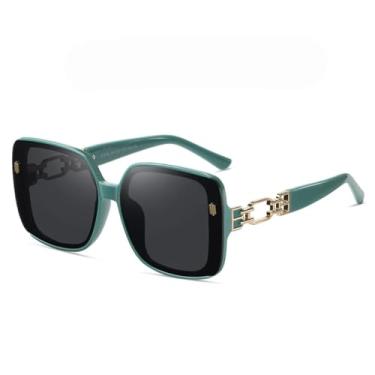 Imagem de Óculos de sol de armação grande de luxo femininos populares, óculos de sol com gradiente UV400 (C3GreenBlack)