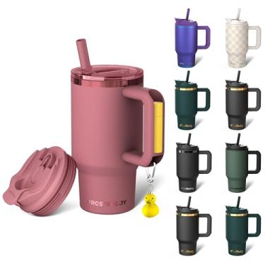 Imagem de Thicc Buddy - Copo de aço inoxidável isolado a vácuo de 473 ml com tampa e canudo para água - Caneca de viagem compatível com porta-copos - Presentes para mulheres e homens Ele Ela