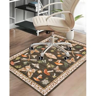 Imagem de CAREMEE Tapete de cadeira de escritório para piso de madeira, cogumelo, 91 x 122 cm, tapete de cadeira de computador para cadeiras de rodinhas, tapete antiderrapante para jogos, tapete protetor grande