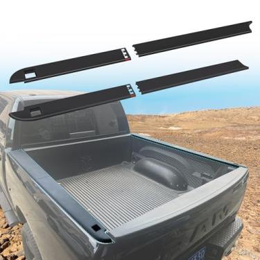 Imagem de KAKABAS Tampas De Trilhos Caçamba Caminhão 5,7 Pés Compatíveis Com Dodge Ram 1500 2009-2018, Tampa Proteção Superior, Moldagem, Acabamento Liso Traseiro Furos Para Estacas, Capas Caçamba, Protetores