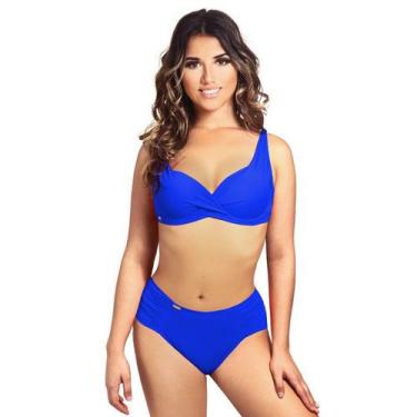 Imagem de Biquíni Plus Size Meia Taça Com Calcinha Borboleta Praia - Estigma, Az