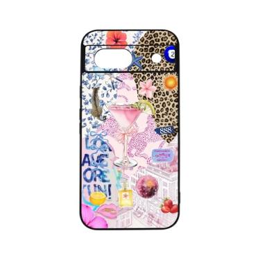 Imagem de qizjio Capa de telefone estética Y2K protetora à prova de choque vintage colagem de martini capa de telefone com estampa de chita para Google Pixel 8A