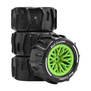 Imagem de KiBcsLic 4 peças de pneus RC escala 1/18, acessórios de reposição para rodas, peças de reposição, componentes elegantes e fáceis de instalar para granito, Verde