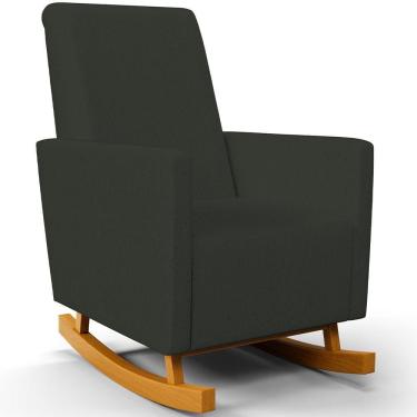 Imagem de Poltrona de Amamentação com Balanço Ravena W01 Linho Verde Musgo - Lyam Decor