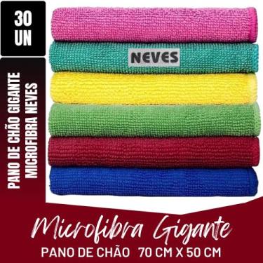 Imagem de Kit C/ 30 - Pano De Chão Microfibra Gigante 50x70cm - Neves - Multiuso