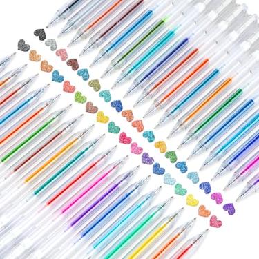 Imagem de Canetas de gel com glitter de 36 cores – canetas de gel suaves e brilhantes para diário, desenho, criação de cartões, livros de colorir – canetas finas divertidas e fofas para estudantes e adultos