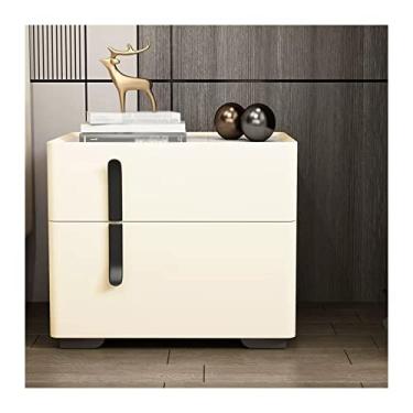 Imagem de Mesa de cabeceira, mesa de cabeceira com gaveta de armazenamento, mesa lateral pequena para espaços pequenos, mesa de cabeceira moderna para quarto, sala de estar (1, branco cremoso) mesa de cabeceira