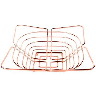Imagem de Fruteira Cesta De Mesa Cozinha Inox Rose Gold Elegante 28cm
