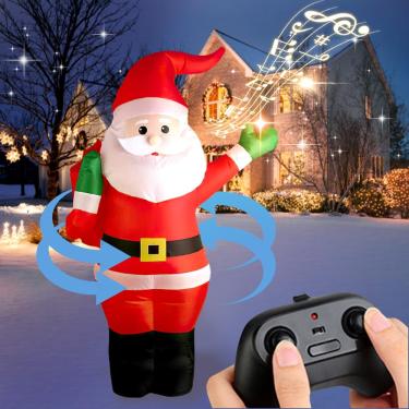 Imagem de OBEST Controle remoto de 2,4 GHz Papai Noel, brinquedos infláveis ​​de Papai Noel de Natal, para frente e para trás, decoração de Papai Noel inflável recarregável brinquedos de caminhada de