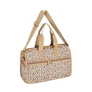 Imagem de LeSportsac Bolsa tiracolo média de luxo com coração leopardo marrom latte, estilo 4318/cor HC09, design moderno abstrato interpretativo coração leopardo em cacau, palomino e mocha