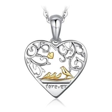 Imagem de Colar com pingente de pássaros em prata 925 para mulheres com corrente de 45 cm