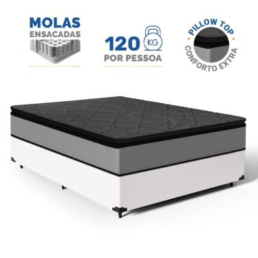 Imagem de Cama Box com Colchão de Molas Ensacadas Pillow Top UmaFlex Vitta Casal 138cm