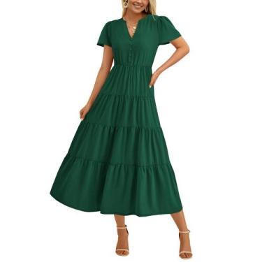 Imagem de Vestido feminino PRETTYGARDEN, de verão, casual, com decote em V e bol