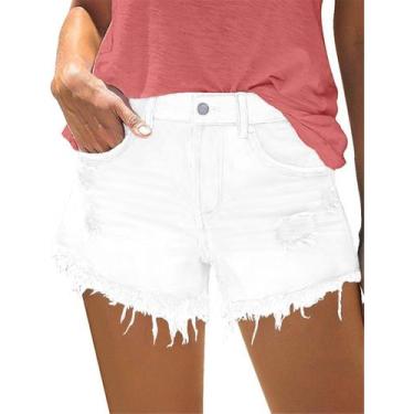 Imagem de Shorts jeans MODARANI Boyfriend cortados em branco envelhecido XXL